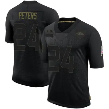 Youth Nike Baltimore Ravens Marcus Peters 2020 Salute To Service Jersey - Black Limited