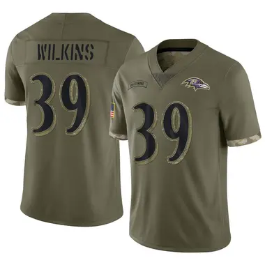 Youth Nike Baltimore Ravens Mazzi Wilkins 2022 Salute To Service Jersey - Olive Limited
