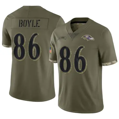 Youth Nike Baltimore Ravens Nick Boyle 2022 Salute To Service Jersey - Olive Limited