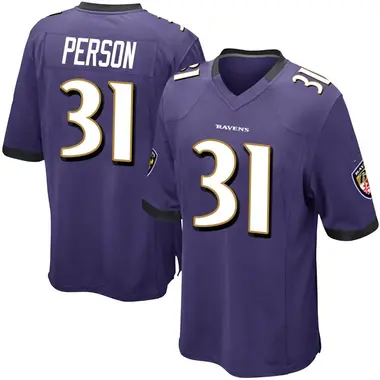 Youth Nike Baltimore Ravens Ricky Person Team Color Jersey - Purple Game
