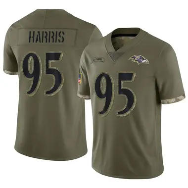 Youth Nike Baltimore Ravens Trent Harris 2022 Salute To Service Jersey - Olive Limited